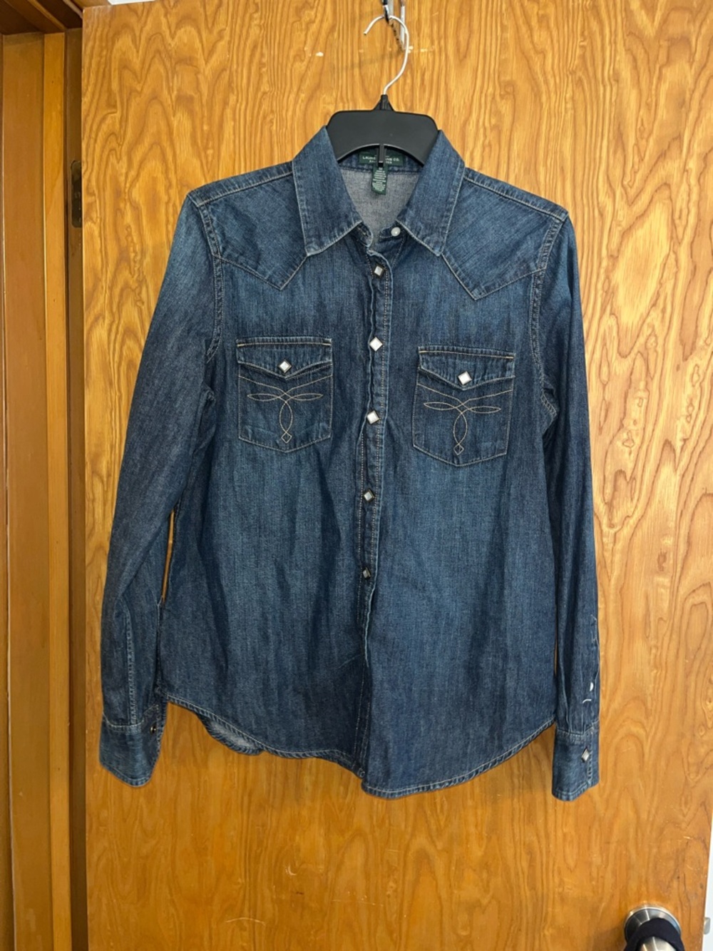 Lauren Ralph Lauren Dark Blue Denim Western Button-Down Shirt